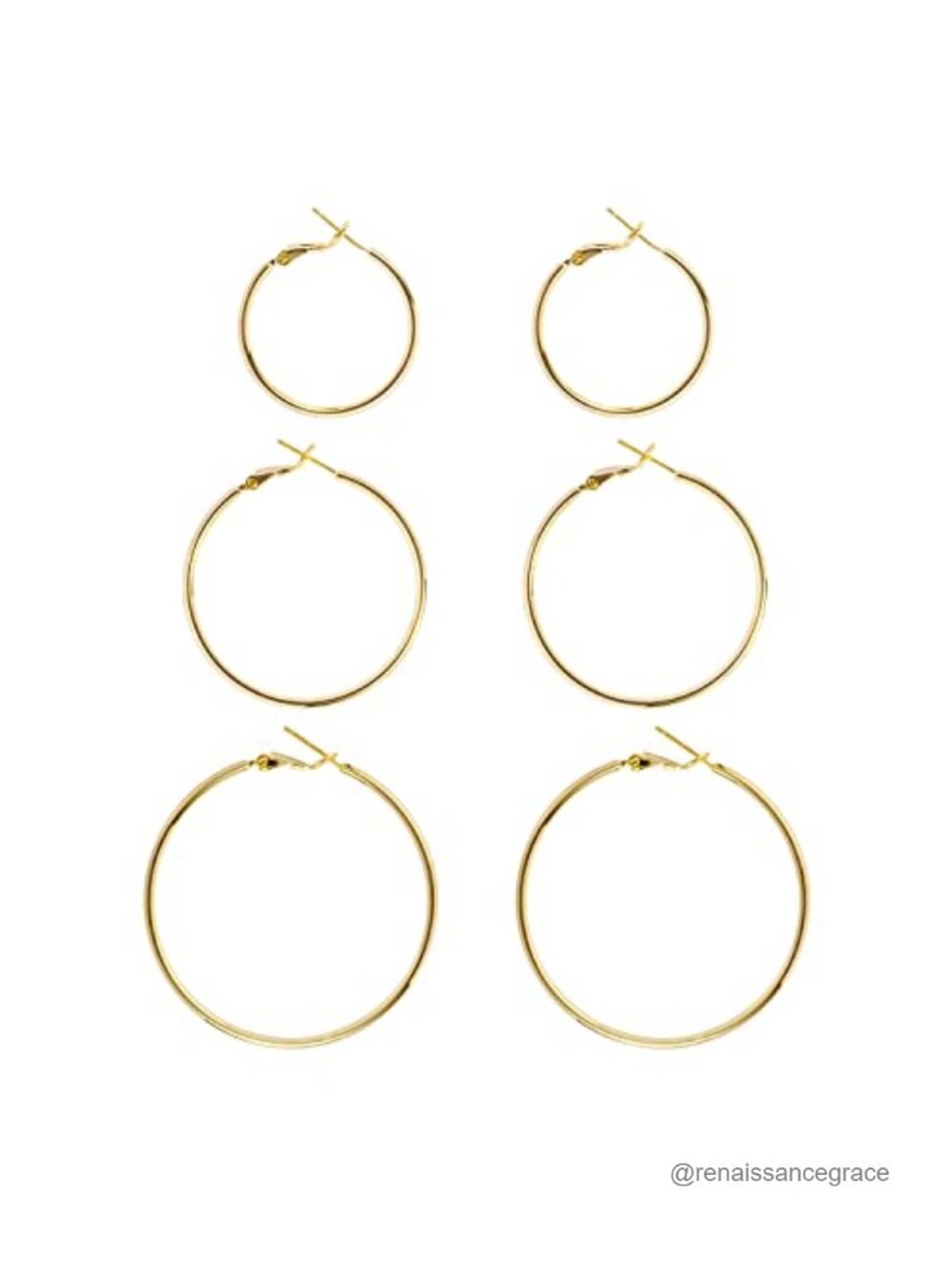 3 Pairs Thin Hoop Earrings for Women 14k Gold Plated Sterling Silver Posts